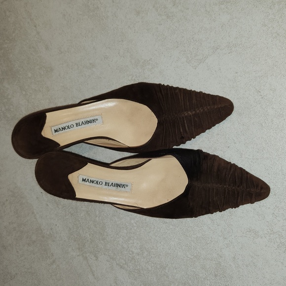 Manolo Blahnik Shoes - Manolo Blahanik Brown Suede Kitten Heels- Authentic